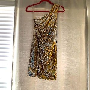 Gold and Silver Sequin Mini Dress